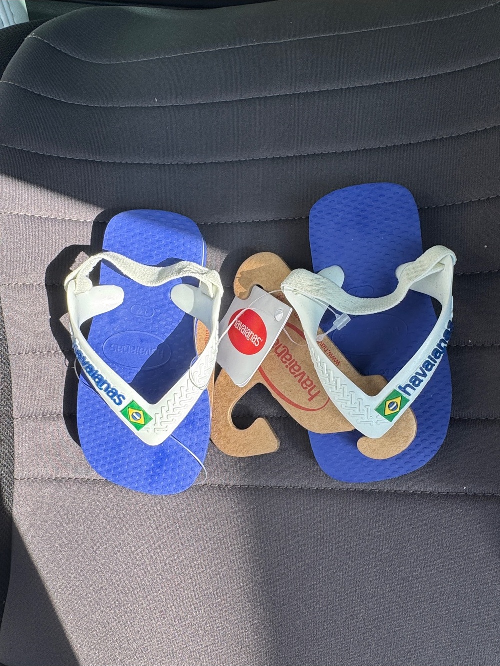 Havaianas Kids Blue & White Flip Flops with Brazil Flag Accent
